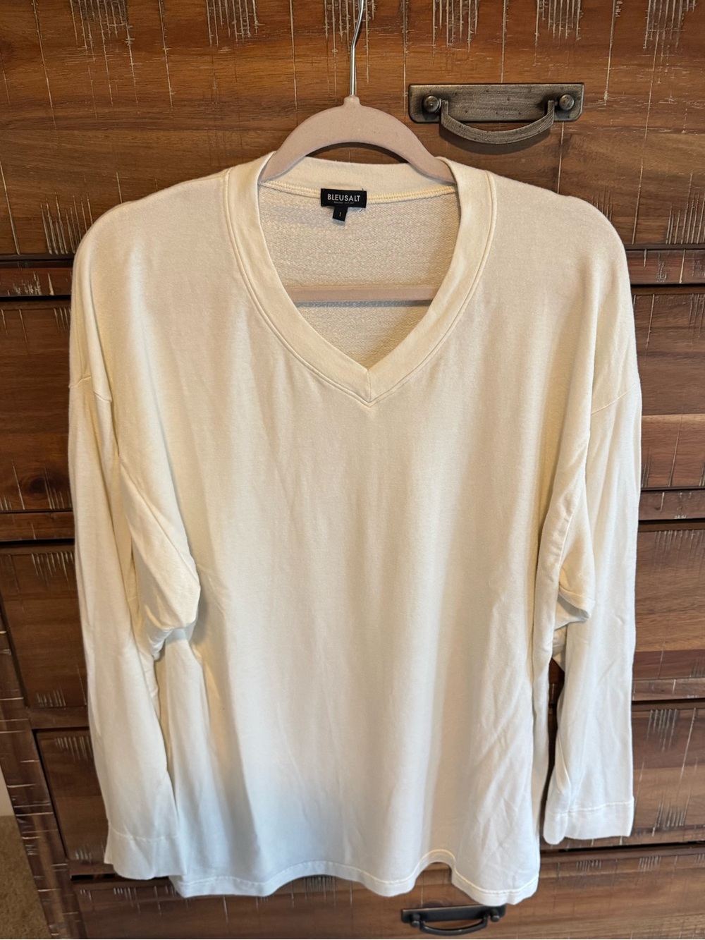 Bleusalt Women’s  Cream oversized V-Neck top